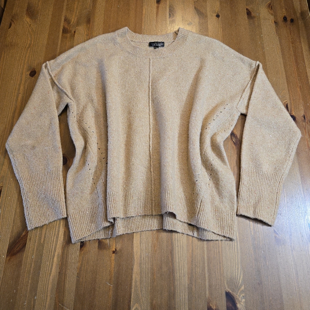 Topshop Oatmeal Knit Cozy Soft Cropped Sweater High Low Hem Size U.S. 8